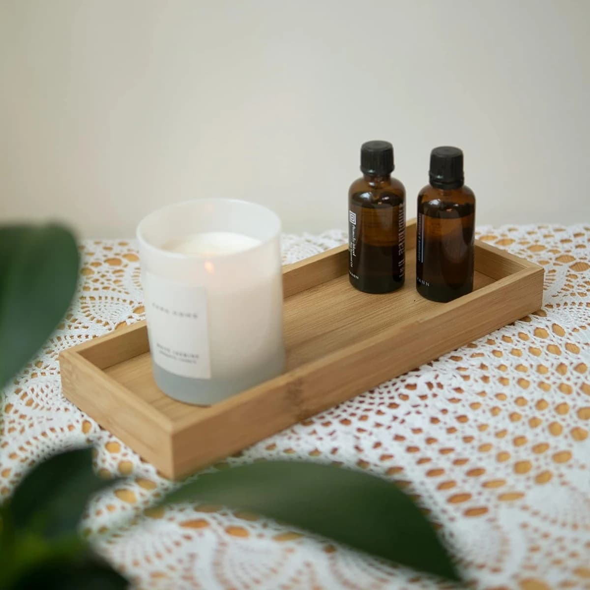 Rectangular Bamboo Amenity Tray for Airbnb Welcome Setups view 3