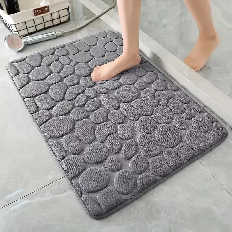3D Non Slip Cobblestone Bath Mat for Airbnb Bathroom Comfort view 8