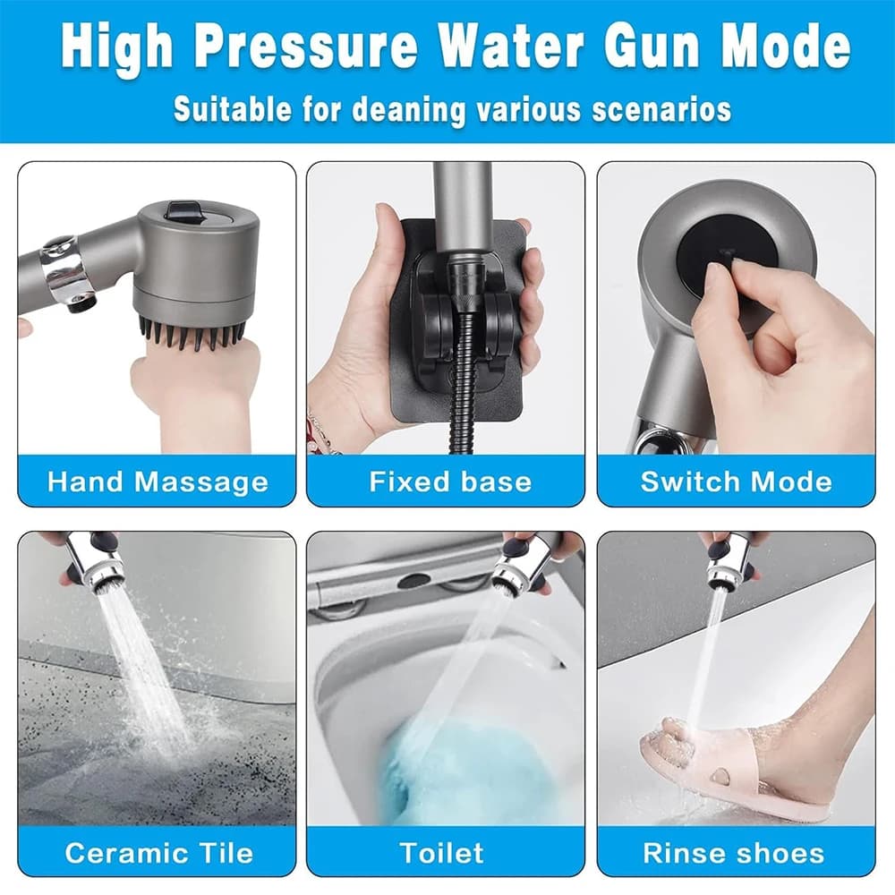 3-Mode Shower Head with Massage for Airbnb Bathroom Hosts view 6