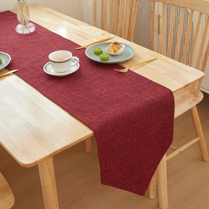 Solid Linen Table Runner for Airbnb Kitchen | Modern STR Decor view 7