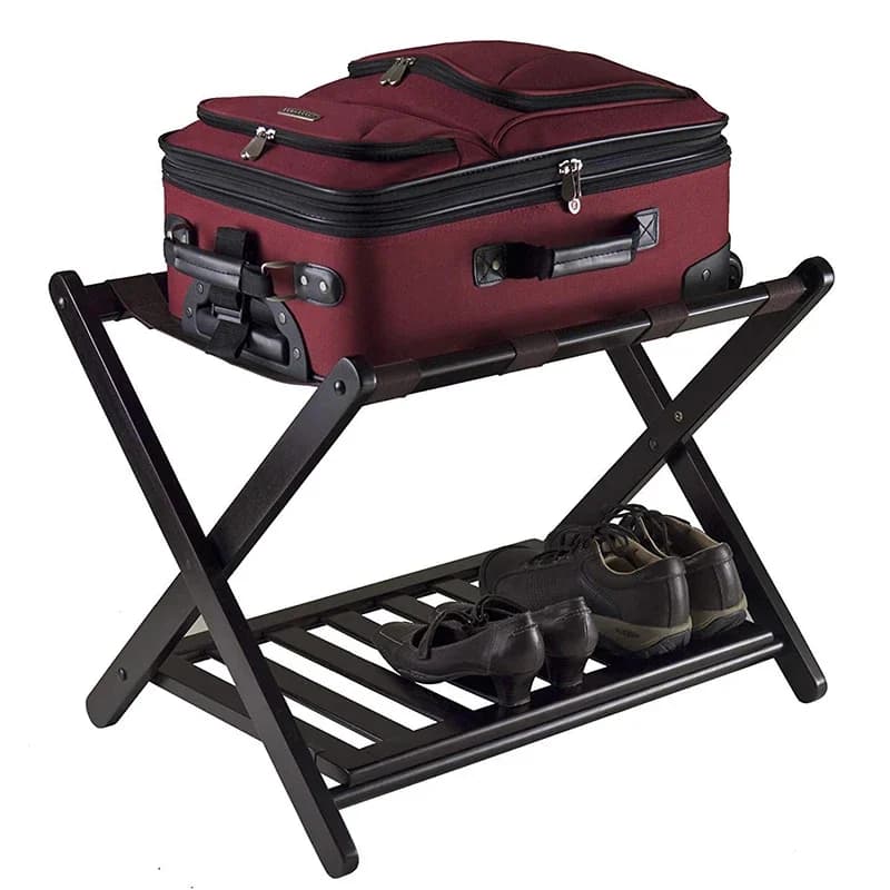 Foldable Luggage Rack with Shoe Shelf for Airbnb Bedroom Hosts view 2