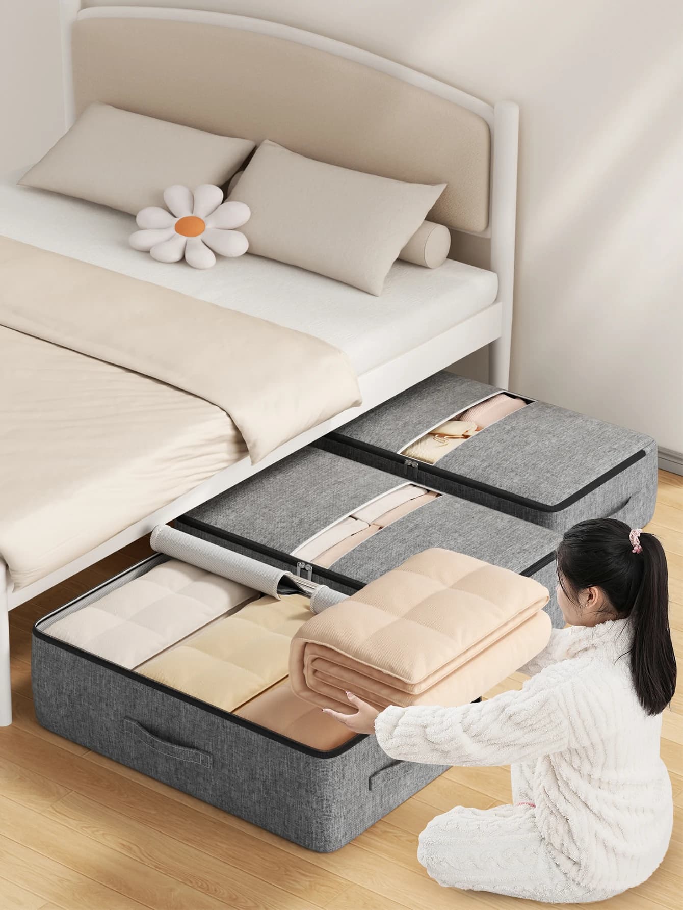 Extra-Large Underbed Storage Bag for Airbnb Bedroom Organization view 2