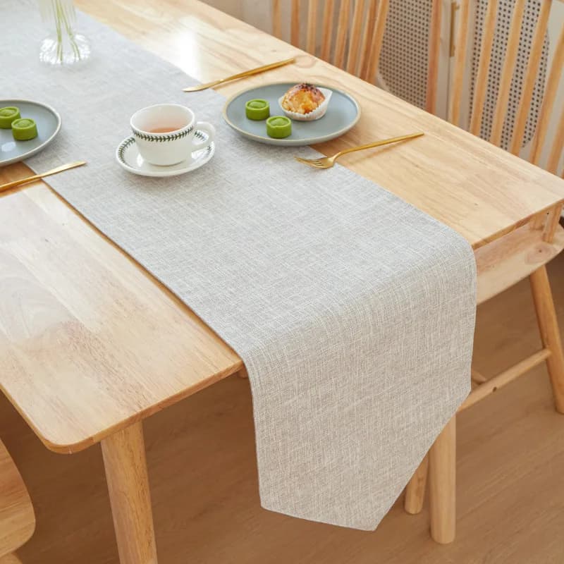 Solid Linen Table Runner for Airbnb Kitchen | Modern STR Decor view 6