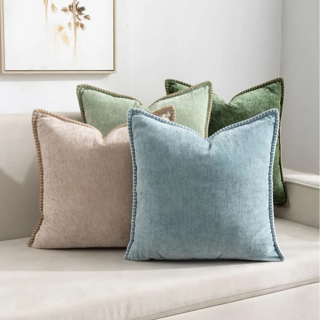Chenille Yarn Soft Pillow Cover for Airbnb Bedroom Decor view 3
