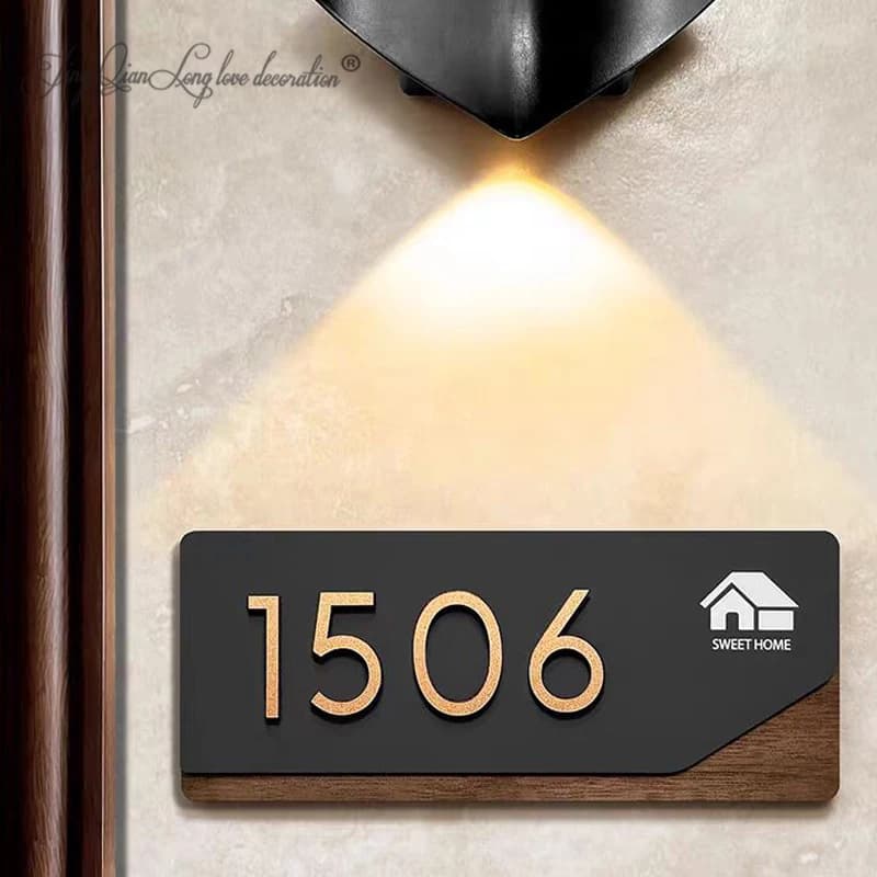 Modern Wooden House Number Sign for Airbnb Welcome Areas view 3