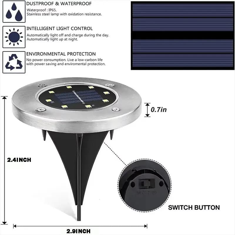 Solar LED Disk Lights for Airbnb Outdoor Spaces | 4 Pack view 6