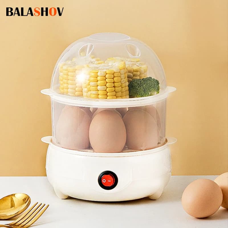 Multifunctional Egg Cooker for Airbnb Kitchen | Double Layer Steamer