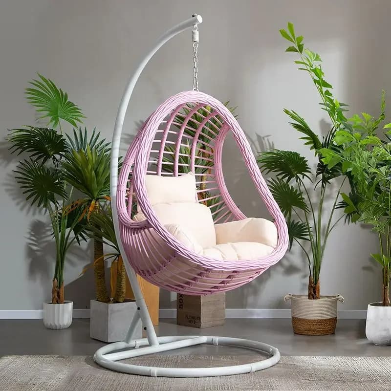 Rattan Metal Swing Egg Chair for Airbnb Outdoor Spaces | Waterproof view 6