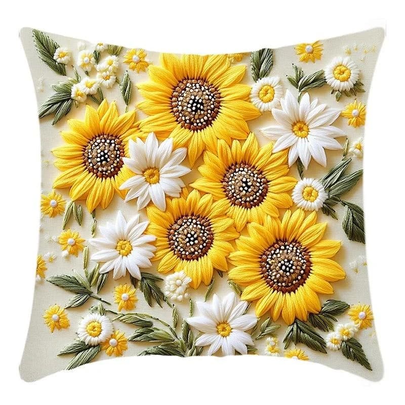 3D Sunflowers Cushion Pillow Cover for Airbnb Bedroom Decor view 7