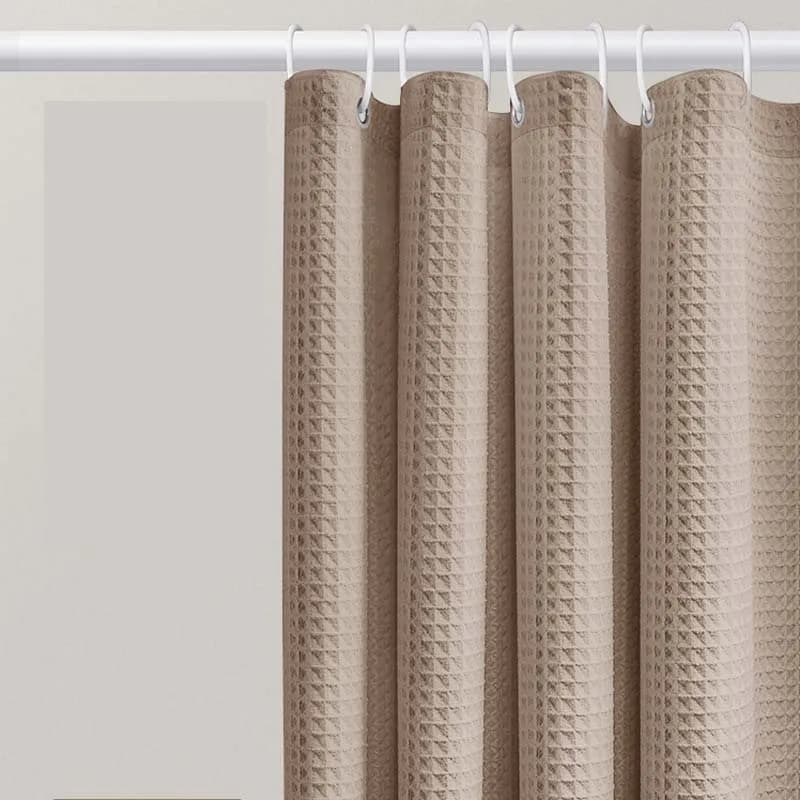 Jacquard Waffle Shower Curtain for Airbnb Bathroom | Waterproof STR Upgrade view 7