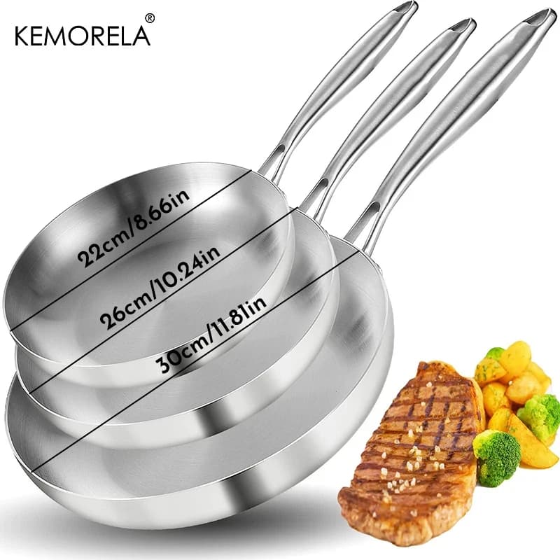 Stainless Steel Frying Pan Set for Airbnb Kitchen Essentials view 8