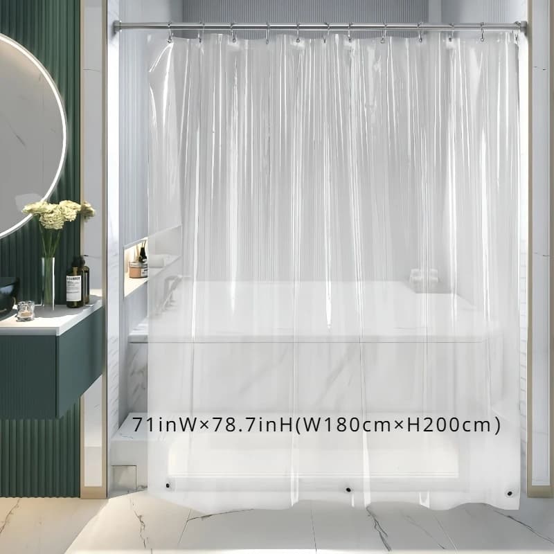 Transparent Shower Curtain for Airbnb Bathroom | Mildew-Resistant, Easy Clean view 7