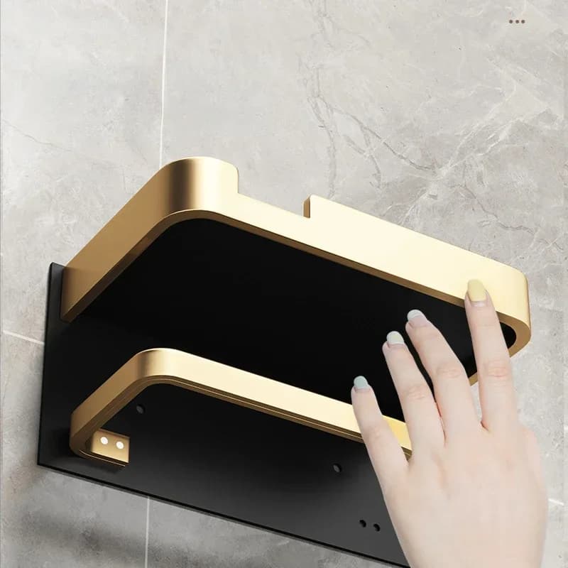 Black Gold Toilet Paper Holder for Airbnb Bathroom Decor view 3