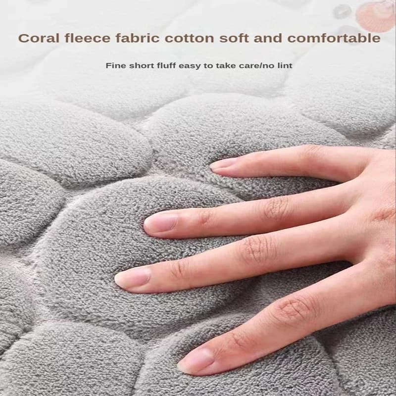 3D Non Slip Cobblestone Bath Mat for Airbnb Bathroom Comfort view 4