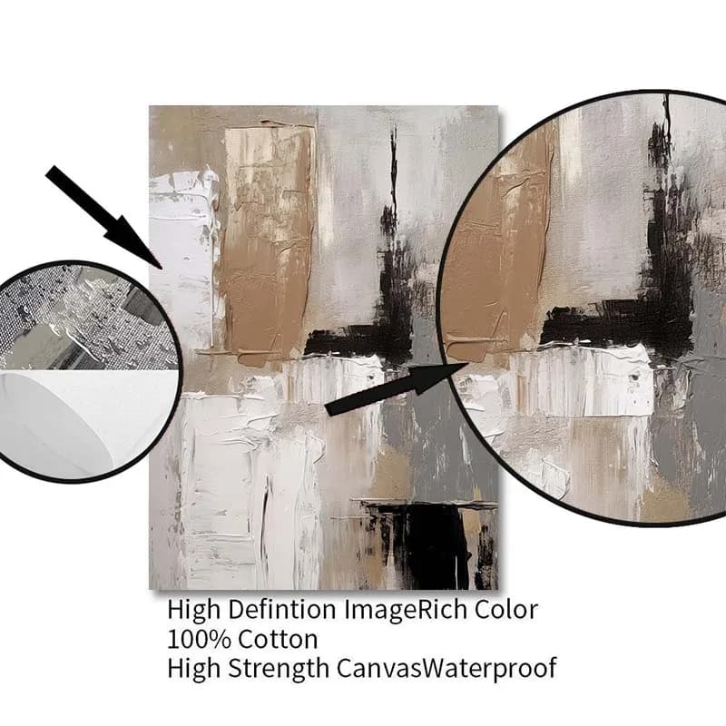 Abstract Neutral Canvas Wall Art Print for Airbnb Decor view 6