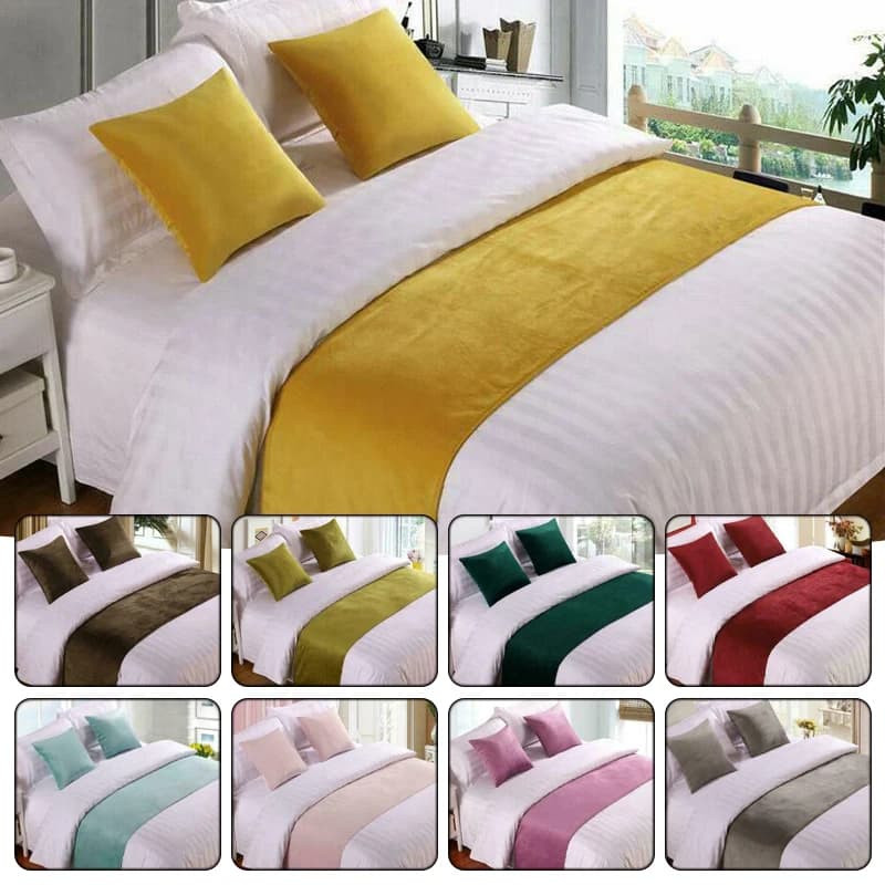 Luxury Velvet Bed Runner & Pillowcase for Airbnb Bedroom Decor view 6