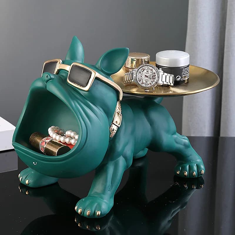 Bulldog Figurine Storage Box for Airbnb Decor | Resin Puppy Ornament view 3