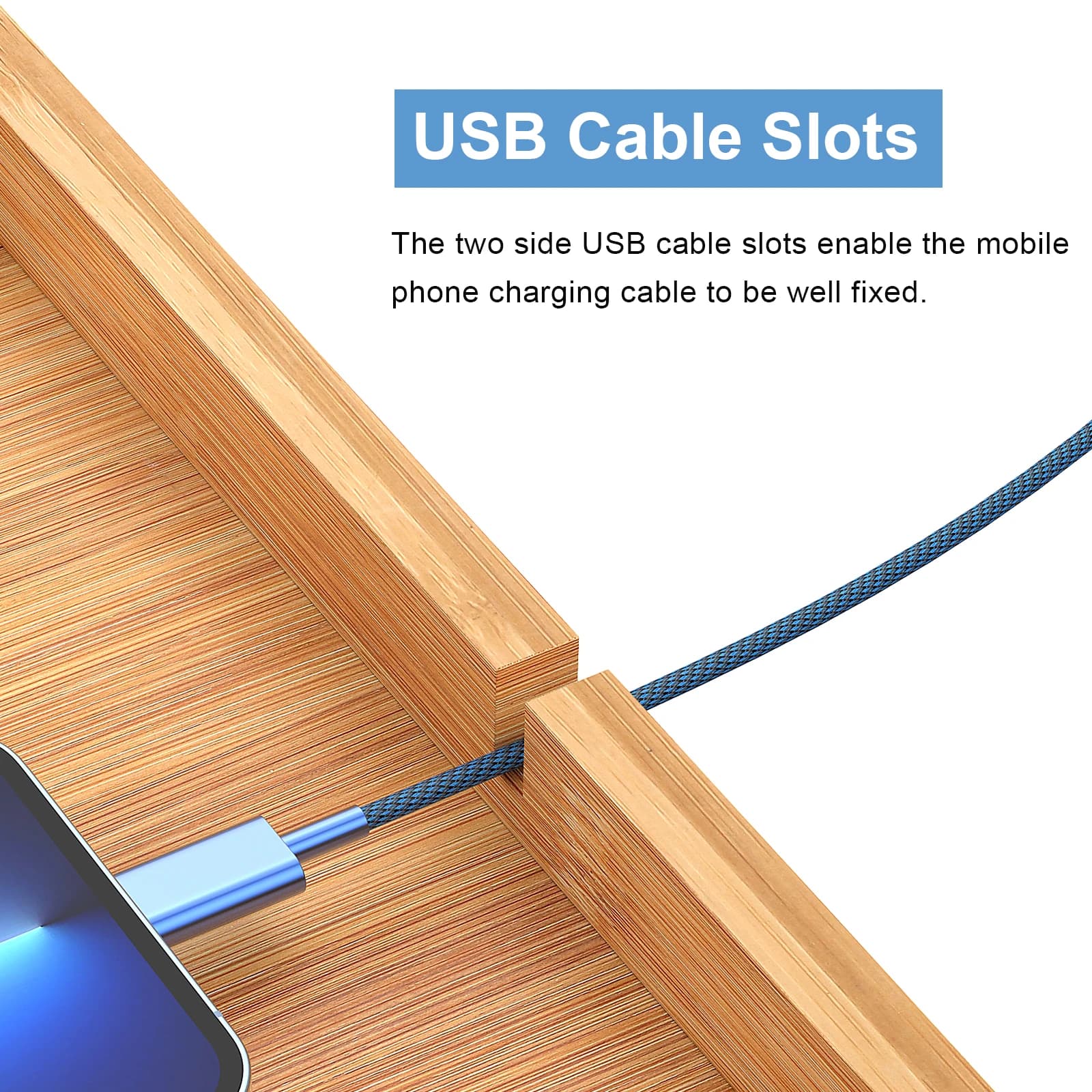 Bamboo Bedside Tray Organizer for Airbnb Bedroom Nightstands view 2