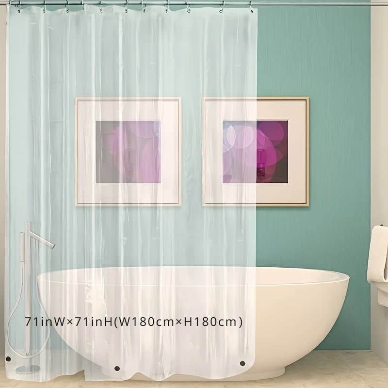 Transparent Shower Curtain for Airbnb Bathroom | Mildew-Resistant, Easy Clean view 8