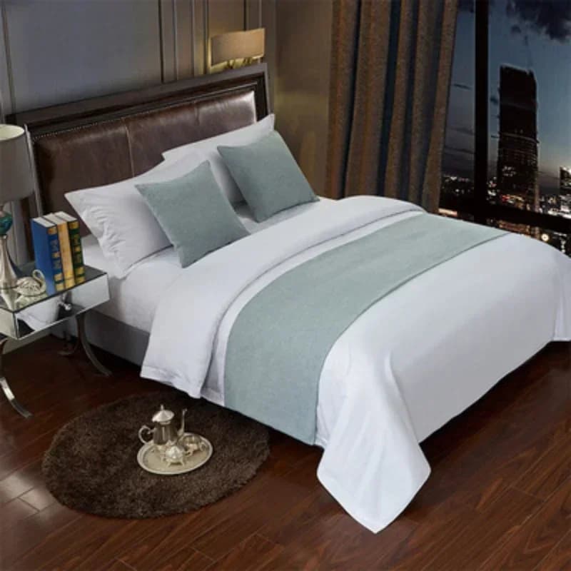 Solid Color Bed Flag & Cushion Cover for Airbnb Bedroom Decor view 4