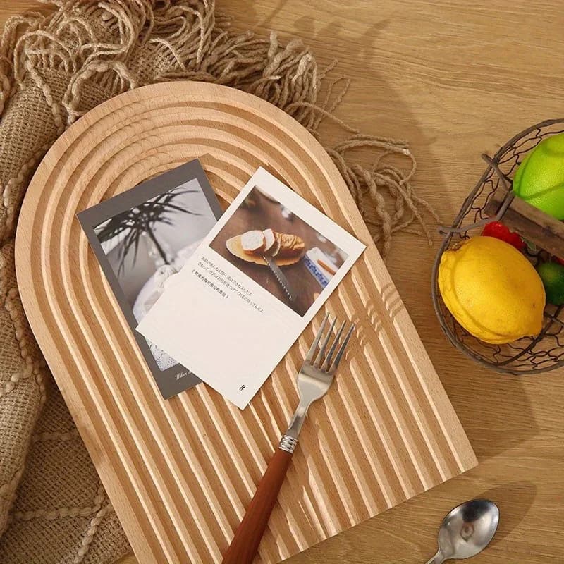 Nordic Beech Chopping Block for Airbnb Kitchen | Non-Slip Tray view 2