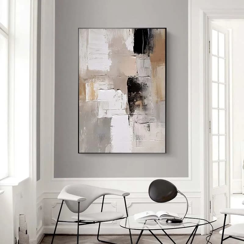 Abstract Neutral Canvas Wall Art Print for Airbnb Decor view 2