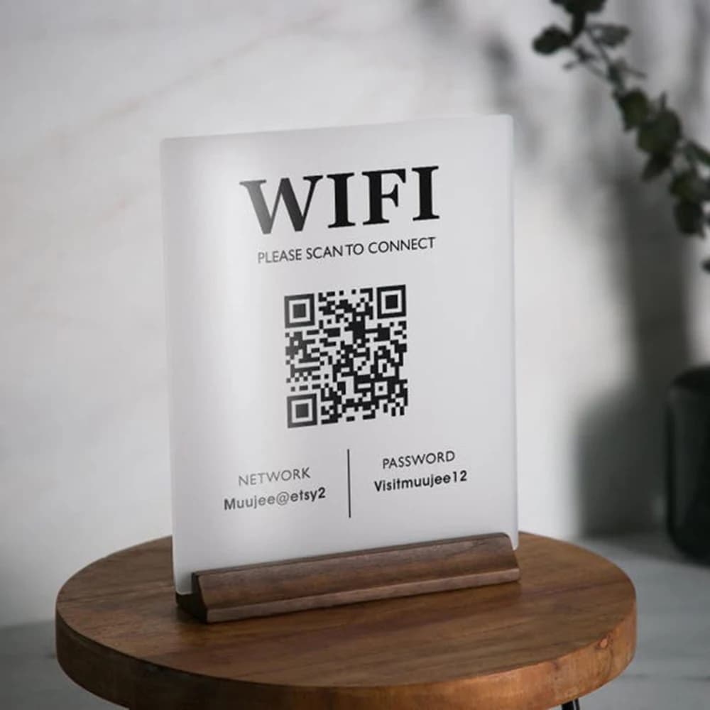 Welcome WiFi Password Wood Sign for Airbnb Guest Arrival view 2