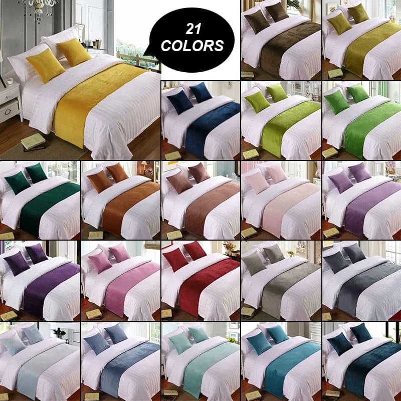 Luxury Velvet Bed Runner & Pillowcase for Airbnb Bedroom Decor view 2
