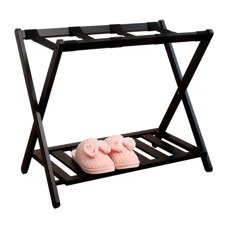 Foldable Luggage Rack with Shoe Shelf for Airbnb Bedroom Hosts view 4