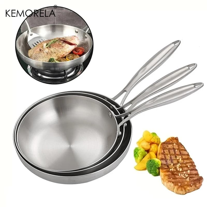 Stainless Steel Frying Pan Set for Airbnb Kitchen Essentials view 4
