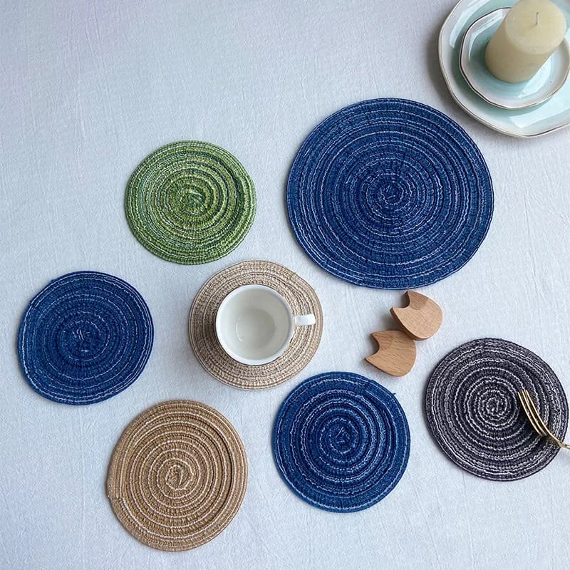 Nordic Cotton Yarn Placemats for Airbnb Kitchen | Heat Resistant Coaster view 2
