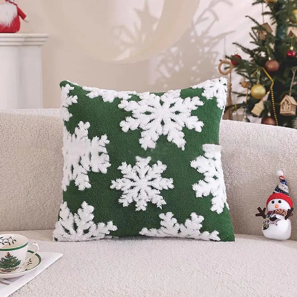 Merry Christmas Snowflake Pillow Covers for Airbnb Bedroom Decor view 5
