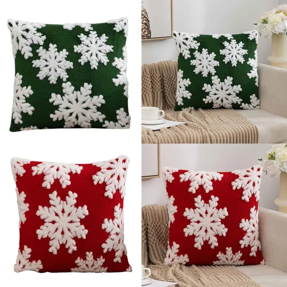 Merry Christmas Snowflake Pillow Covers for Airbnb Bedroom Decor view 2