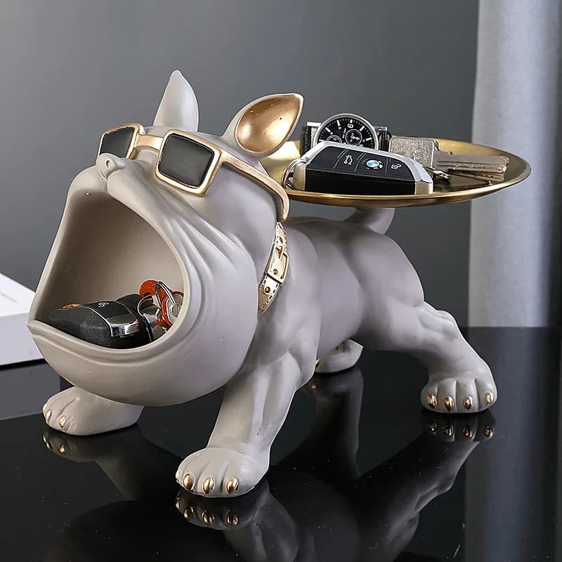 Bulldog Figurine Storage Box for Airbnb Decor | Resin Puppy Ornament view 2