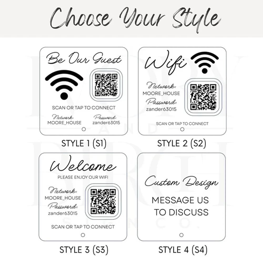 Welcome WiFi Password Display Sign for Airbnb Hosts view 3