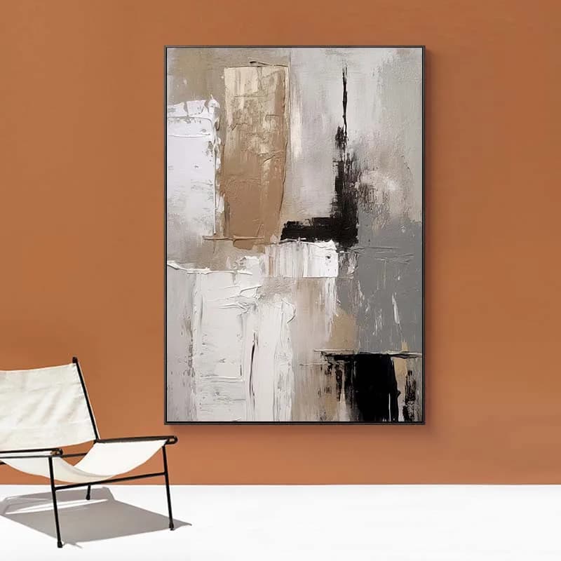 Abstract Neutral Canvas Wall Art Print for Airbnb Decor view 3