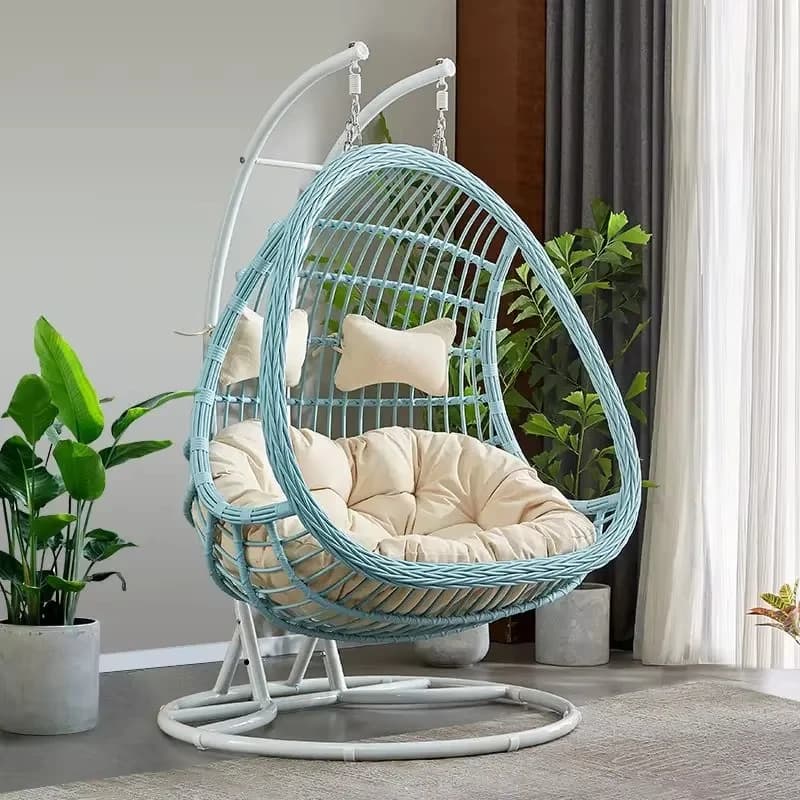 Rattan Metal Swing Egg Chair for Airbnb Outdoor Spaces | Waterproof view 8