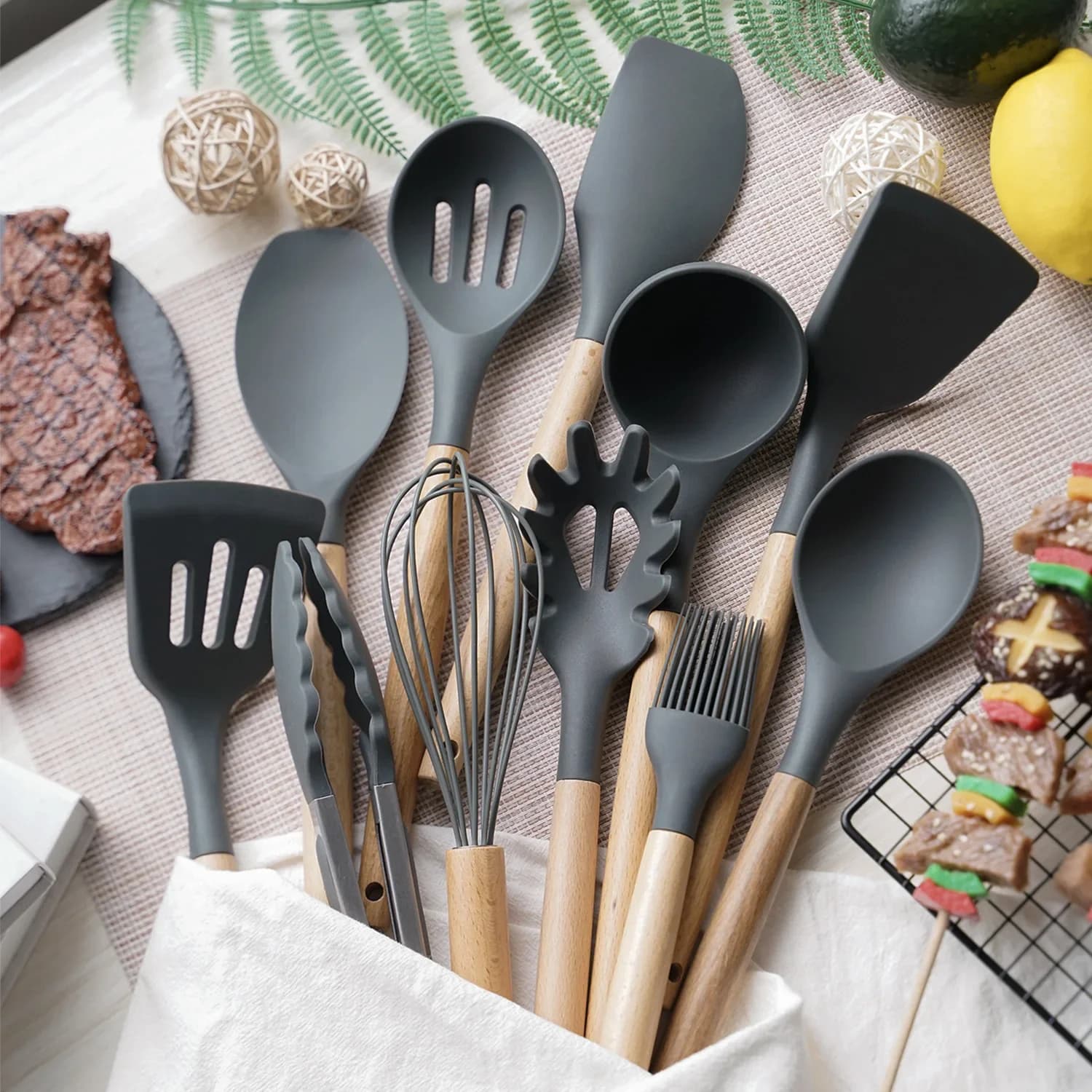 12PCS Silicone Kitchenware Set for Airbnb or STR Kitchen Essentials view 3