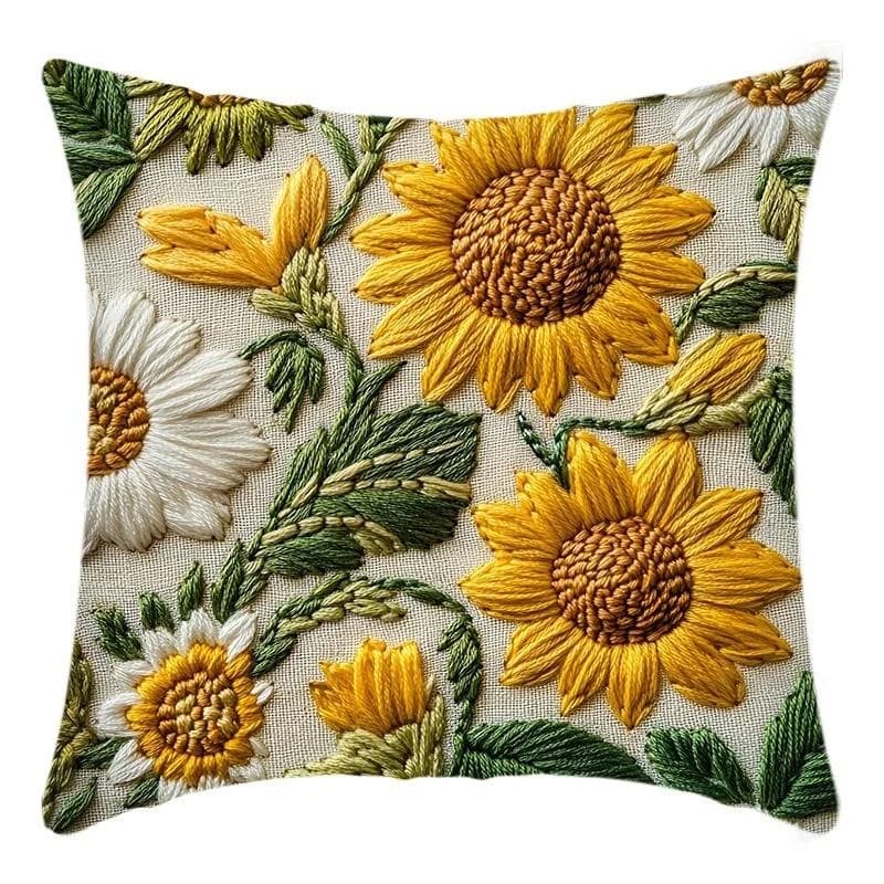 3D Sunflowers Cushion Pillow Cover for Airbnb Bedroom Decor view 6