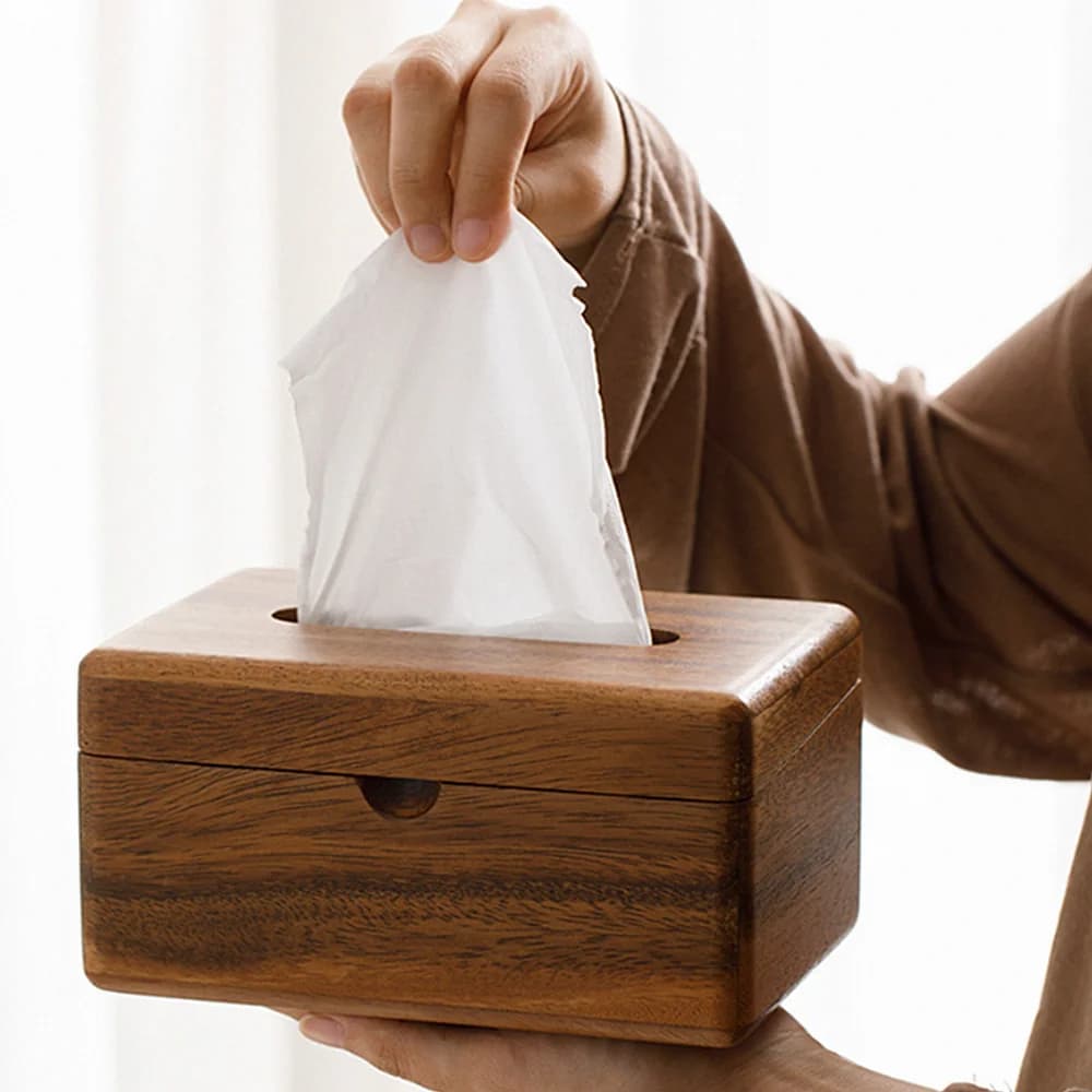 Black Walnut Tissue Dispenser Box for Airbnb Storage Needs view 5