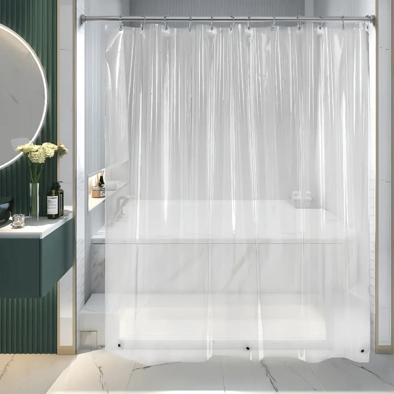 Transparent Shower Curtain for Airbnb Bathroom | Mildew-Resistant, Easy Clean view 4