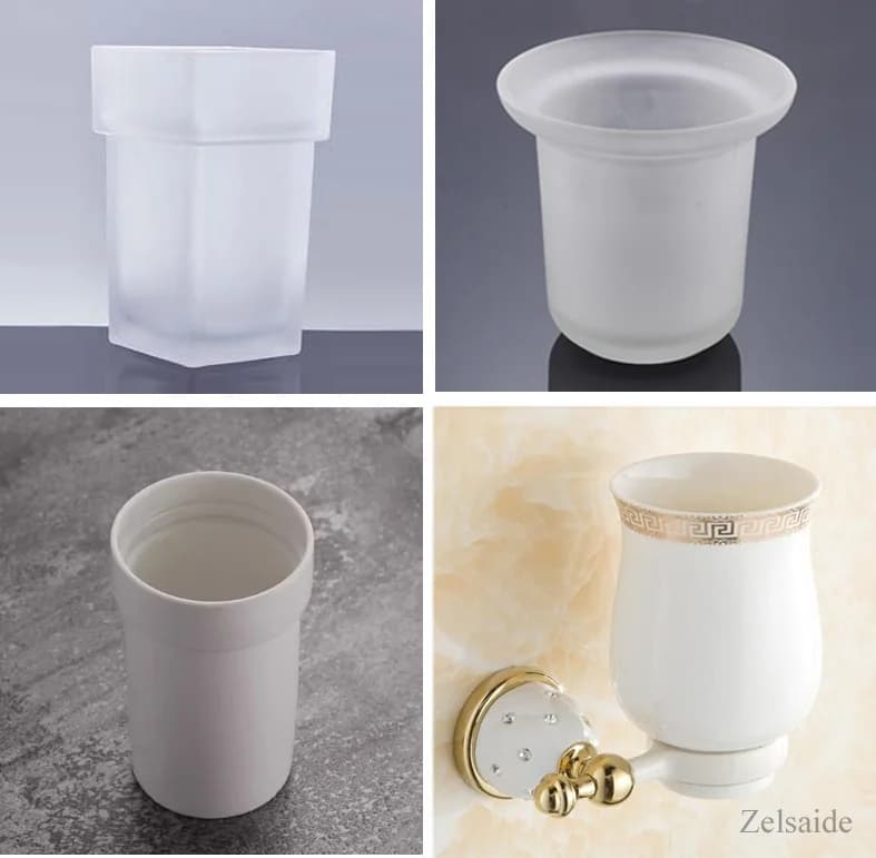 Frosted Glass Bathroom Accessories Set for Airbnb Bathrooms view 2