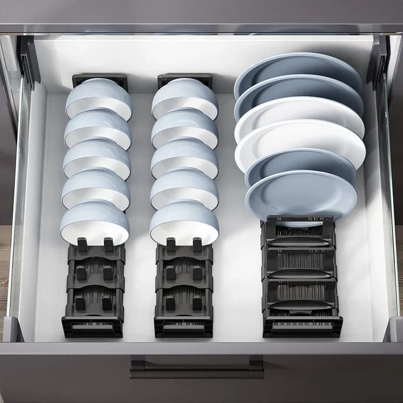Adjustable Cabinet Dish Rack for Airbnb Storage | Kitchen Organizer view 3