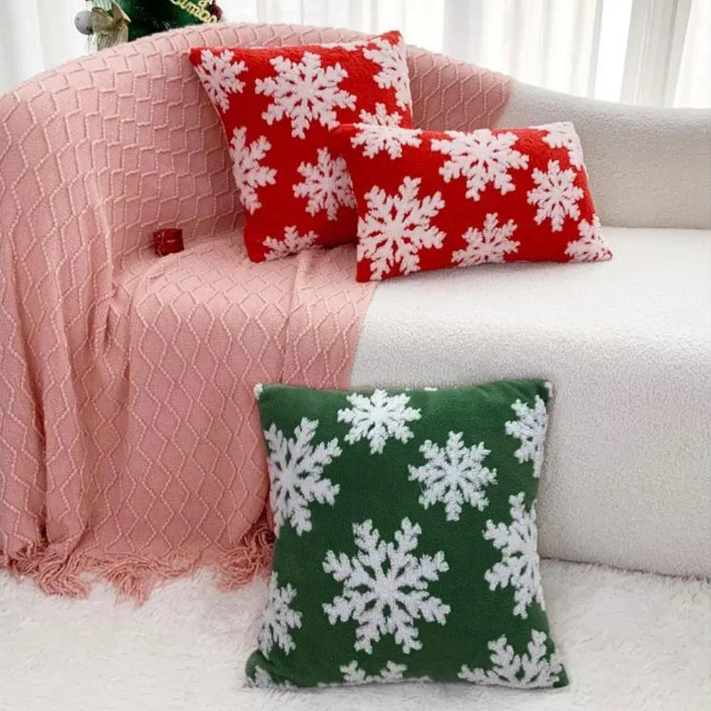 Merry Christmas Snowflake Pillow Covers for Airbnb Bedroom Decor view 3