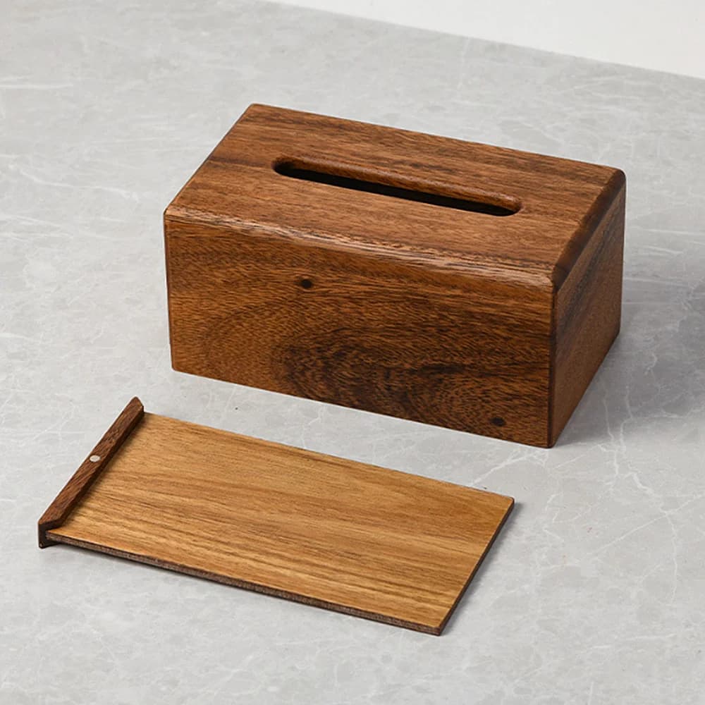 Black Walnut Tissue Dispenser Box for Airbnb Storage Needs view 4