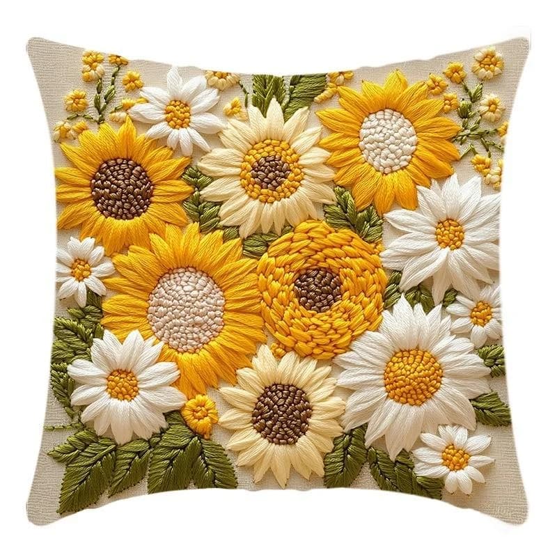 3D Sunflowers Cushion Pillow Cover for Airbnb Bedroom Decor view 8