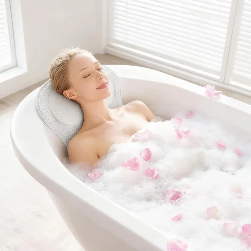 Bathtub Pillow for Airbnb Bathroom Comfort | Neck & Back Support view 6