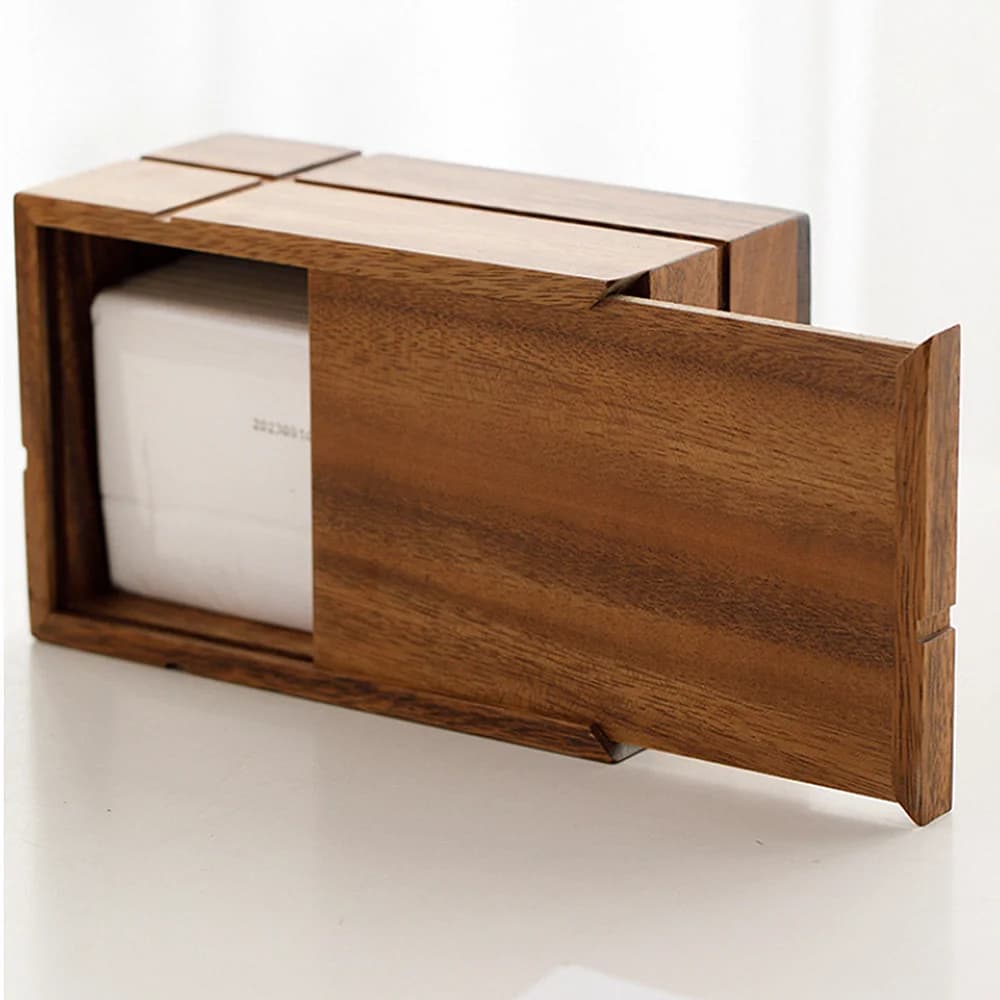 Black Walnut Tissue Dispenser Box for Airbnb Storage Needs view 3
