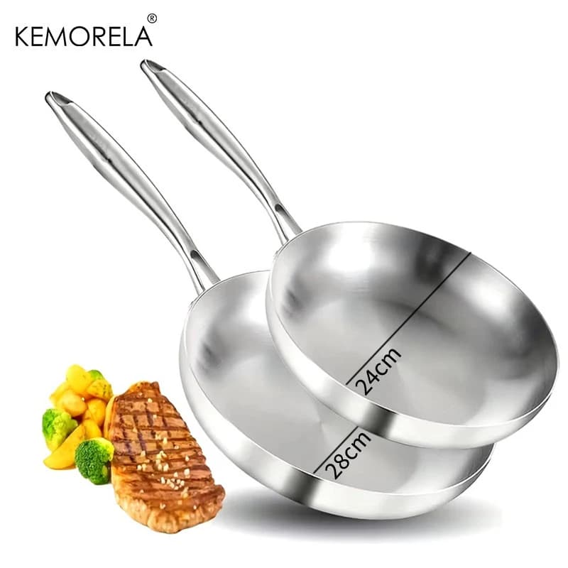 Stainless Steel Frying Pan Set for Airbnb Kitchen Essentials view 7