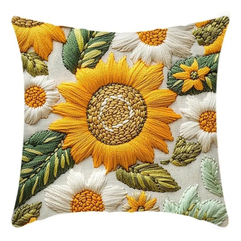 3D Sunflowers Cushion Pillow Cover for Airbnb Bedroom Decor view 2